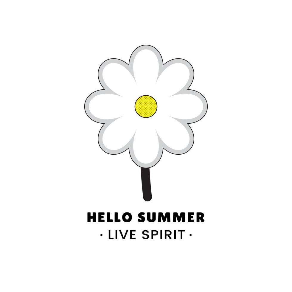 retro floral illustration sticker with slogan hello summer and keep spirit. for poster design or t-shirt printing. Vector