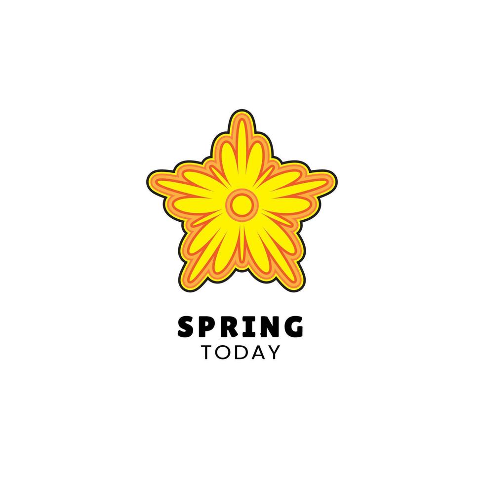 pegatina de insignia floral con eslogan de primavera hoy vector