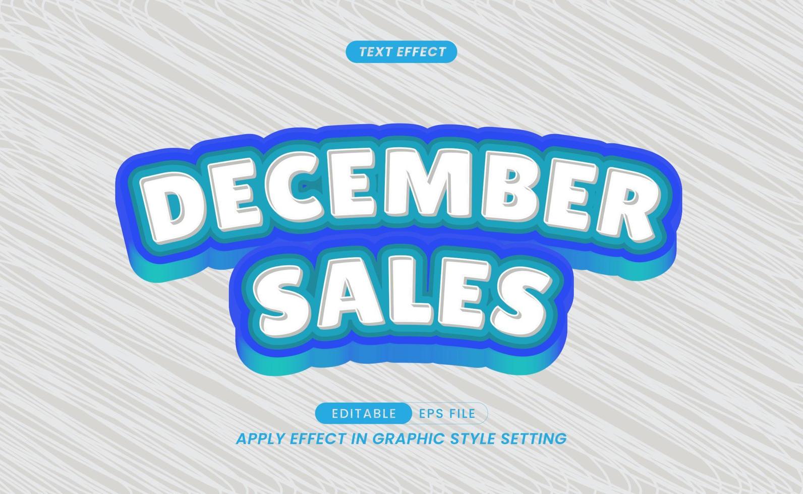 Text Effect - Editable December Sales Slogan Writing. vector