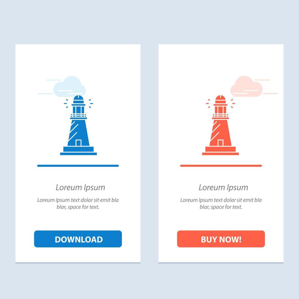 Lighthouse House Light Beach Ocean  Blue and Red Download and Buy Now web Widget Card Template vector
