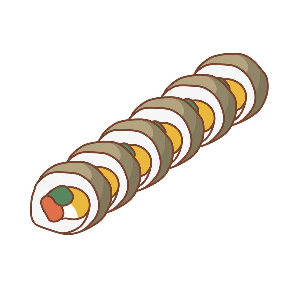 Sushi roll with salmon and mango. Suitable for restaurant banners, logos, and fast food advertisements. Japanese food. Asian food. vector