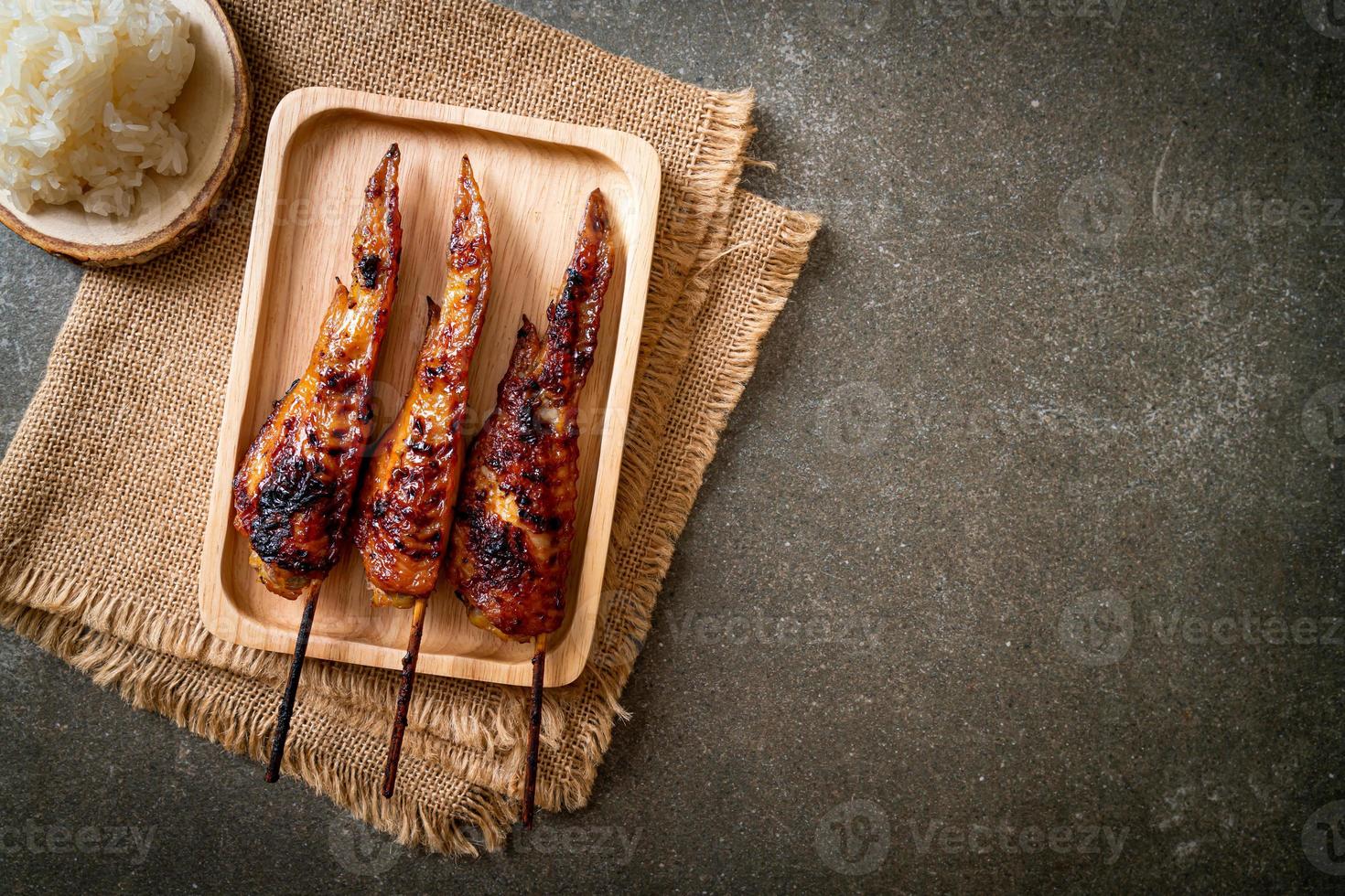 grilled chicken wings skewer photo