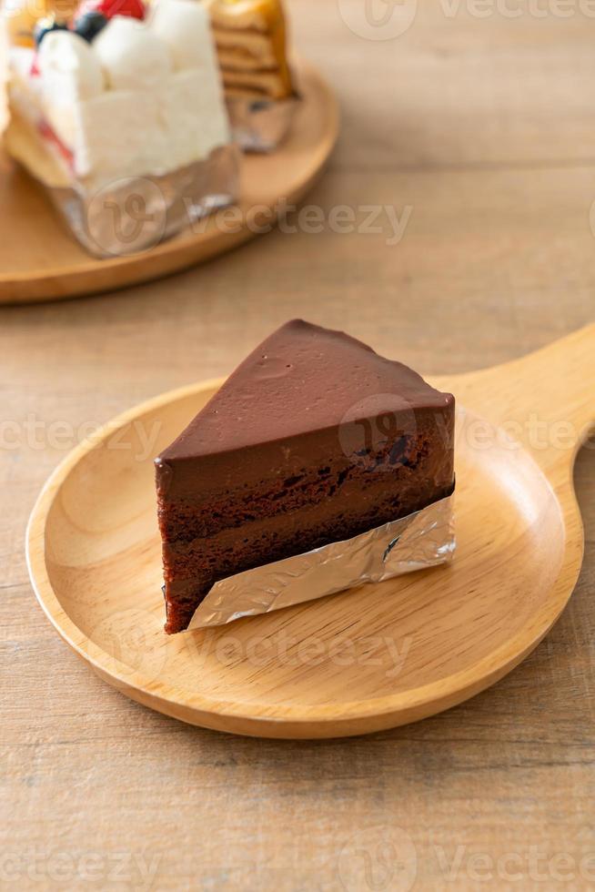 chocolate cake with soft chocolate layer photo