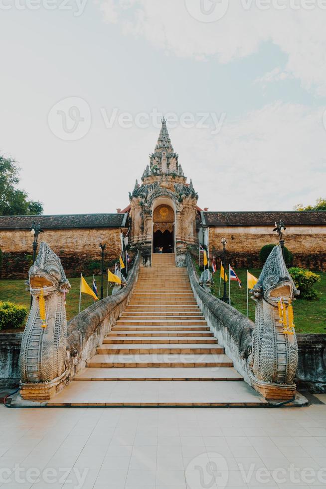 beautiful architecture at Pra That Lampang Luang in Thailand photo