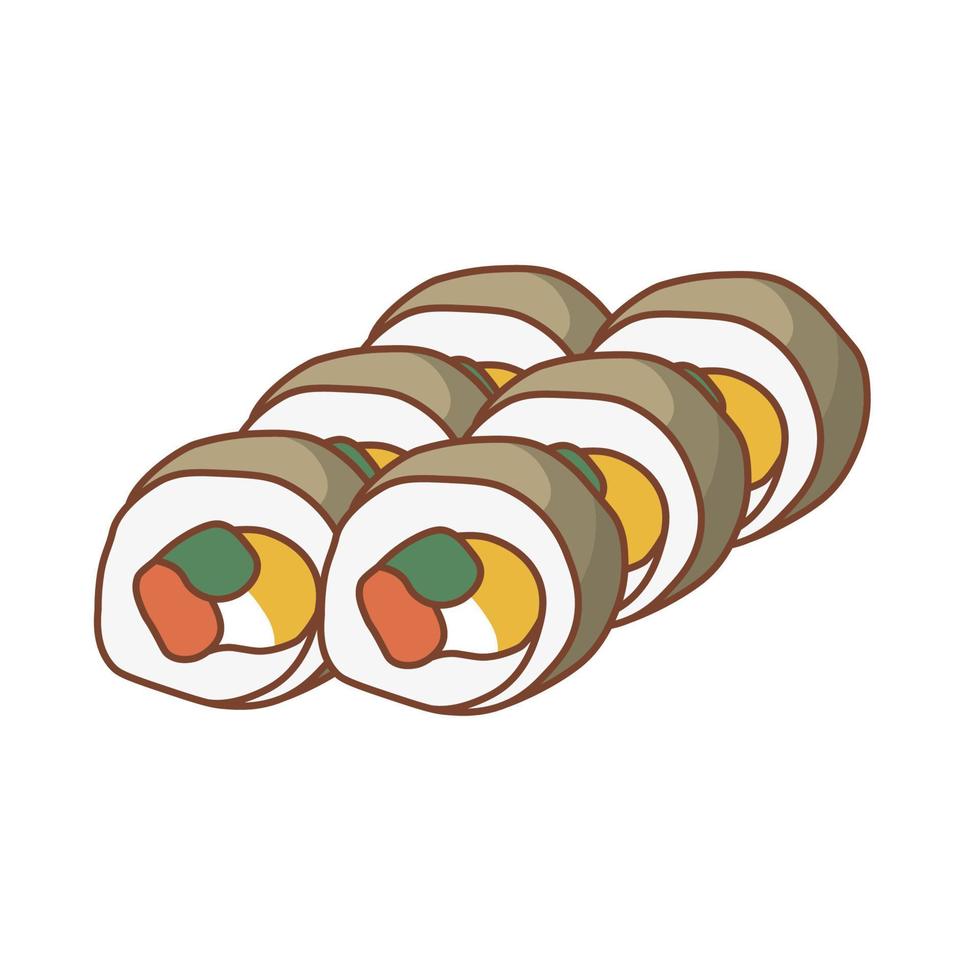 Sushi roll with salmon and mango. Suitable for restaurant banners, logos, and fast food advertisements. Japanese food. Asian food. vector