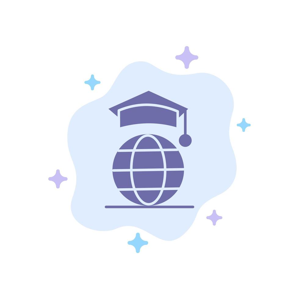 Globe Internet Online Graduation Blue Icon on Abstract Cloud Background vector