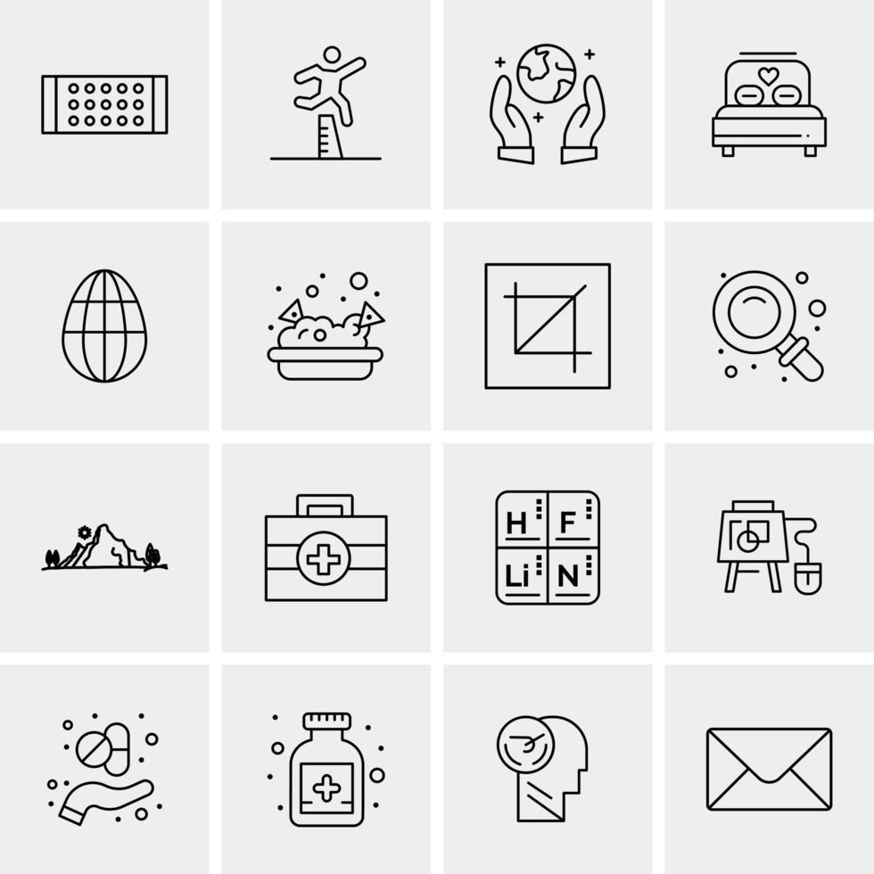 16 iconos de negocios universales vector ilustración de icono creativo para usar en proyectos relacionados con la web y dispositivos móviles