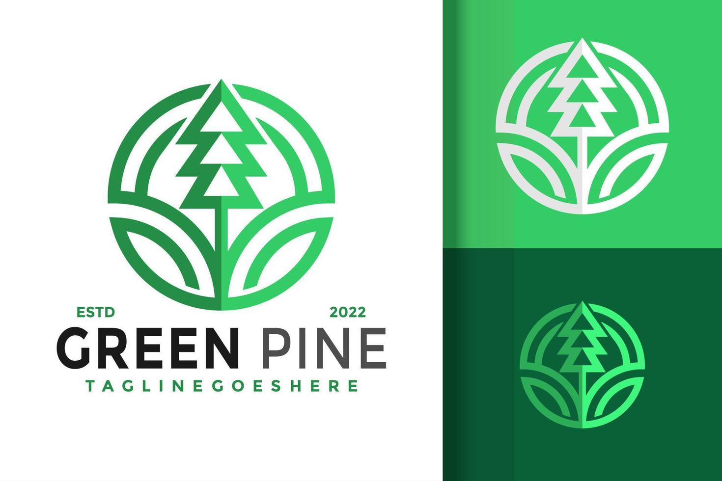 Plantilla de ilustración de vector de diseño de logotipo moderno de pino verde natural