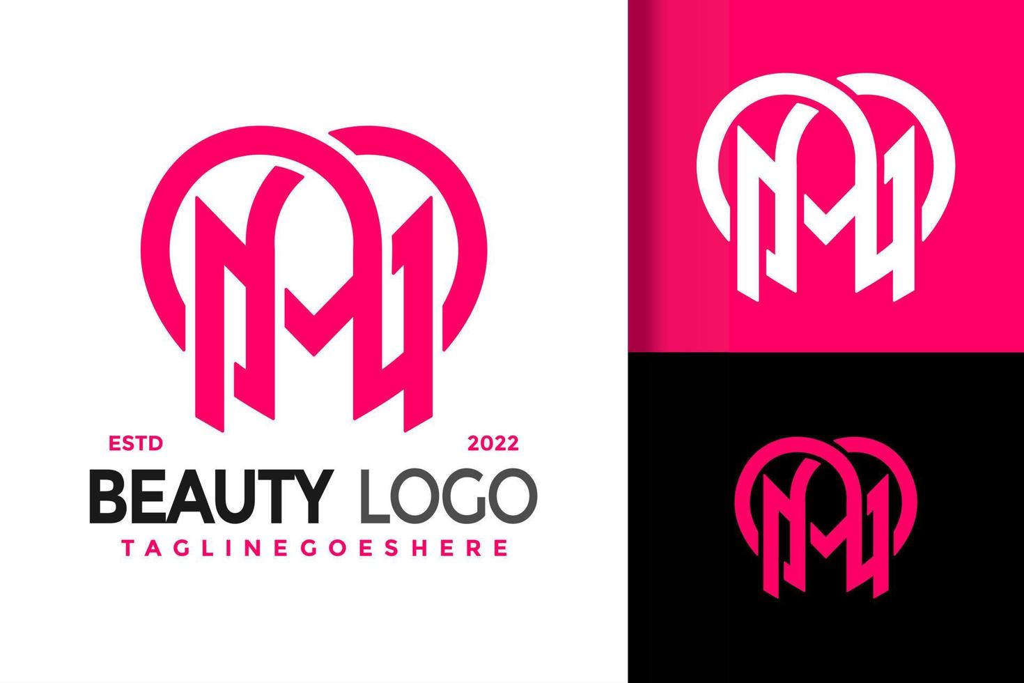 Letter M Beauty Heart Modern Logo Design Vector Illustration Template