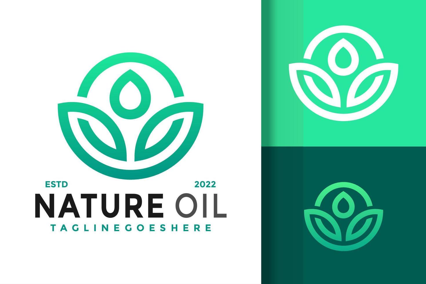 Lotus Nature Oil Logo Design Vector Illustration Template