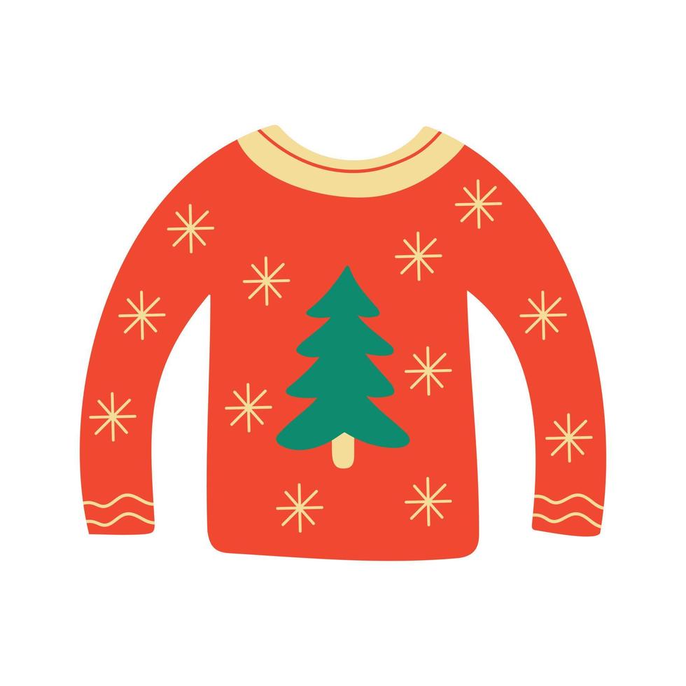 Vector hand drawn illustration of christmas sweater. For the design of cards, posters, gift wrapping.