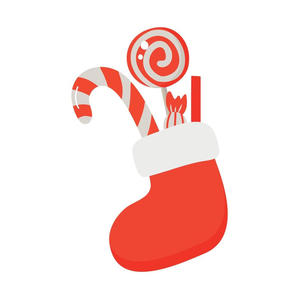 Christmas greeting card with cute sock design vector