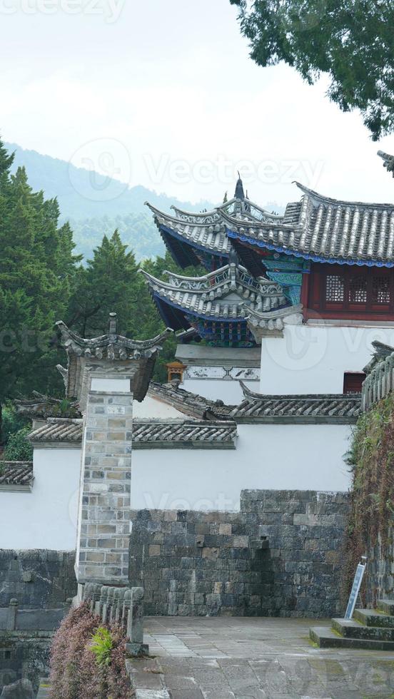 The old Chinese village view with the old built architectures in it photo