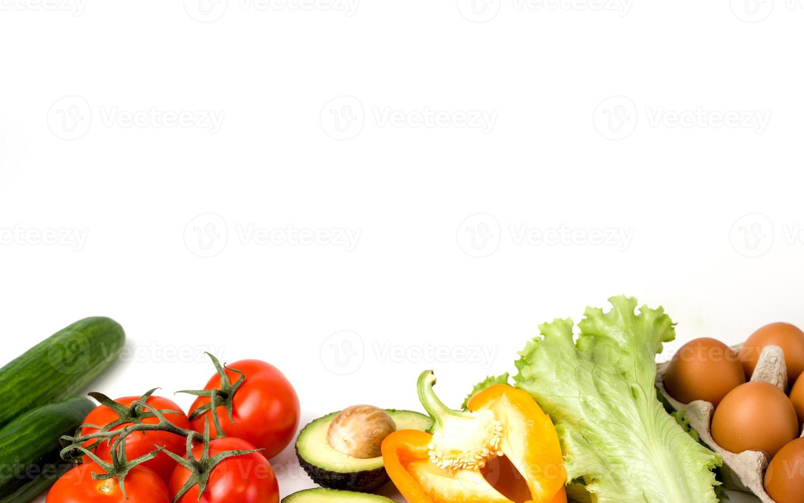 Healthy eating concept. Vegetables and eggs on the table with measuring tape.Vegetarian or vegan.Detox concept.Copy space.Diet photo