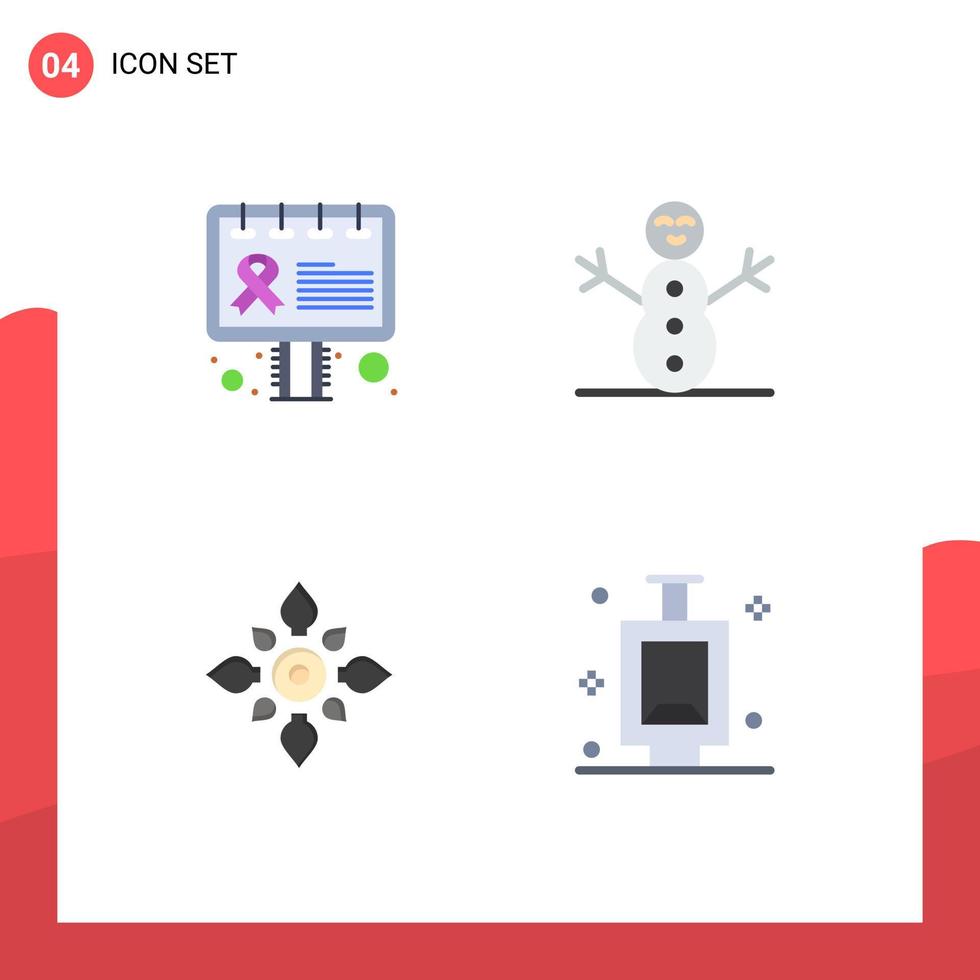 Set of 4 Vector Flat Icons on Grid for advertisement diwali sign celebrate holi Editable Vector Design Elements