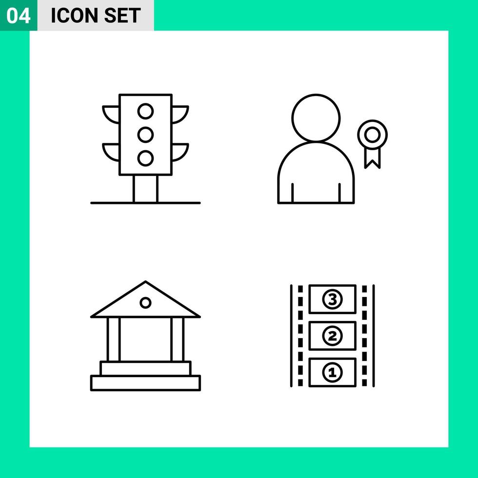 Pack of 4 Line Style Icon Set Outline Symbols for print Creative Signs Isolated on White Background 4 Icon Set vector