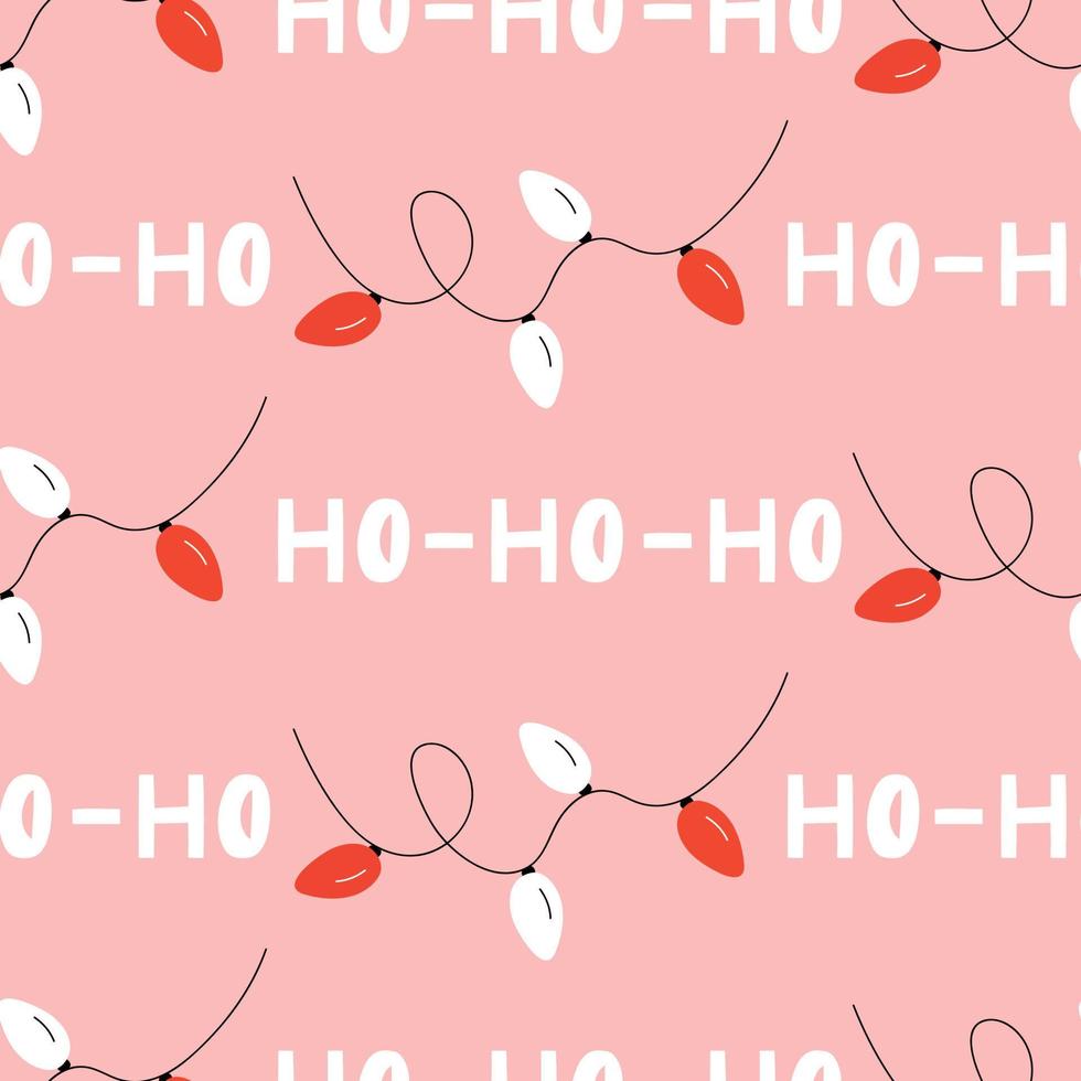 Cute winter Christmas ho ho ho pattern in cartoon style in vector. Design for winter decoration interior, print posters, greeting card, business banner, wrapping. vector