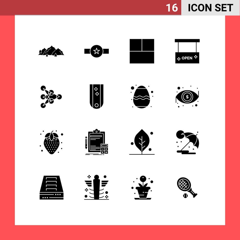 Modern Set of 16 Solid Glyphs Pictograph of learning open salon rank open beauty and spa Editable Vector Design Elements