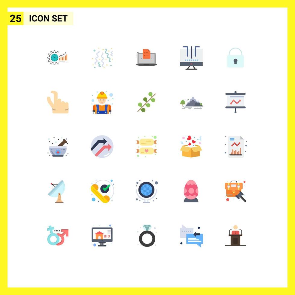 Mobile Interface Flat Color Set of 25 Pictograms of web resume celebrate online business Editable Vector Design Elements