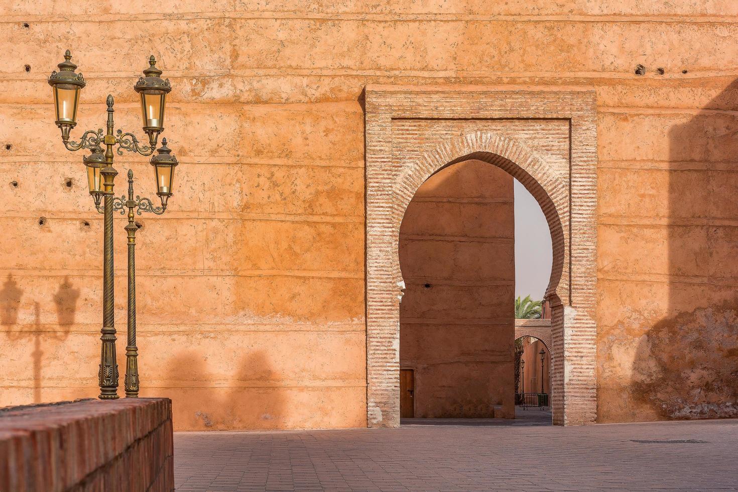 Scenic view of a small quiet square not far from the noisy town center of Marrakesh Morocco photo