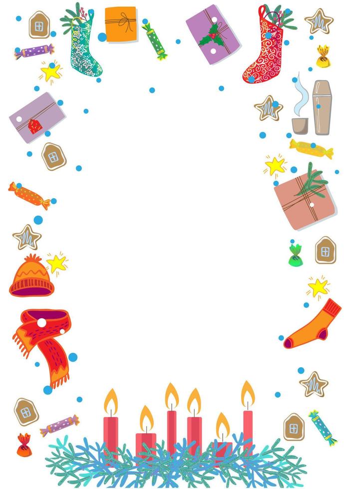 Happy Holidays Greeting Cards with candles gifts candy vector