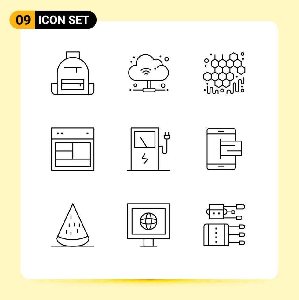 Universal Icon Symbols Group of 9 Modern Outlines of charge web autumn site design Editable Vector Design Elements