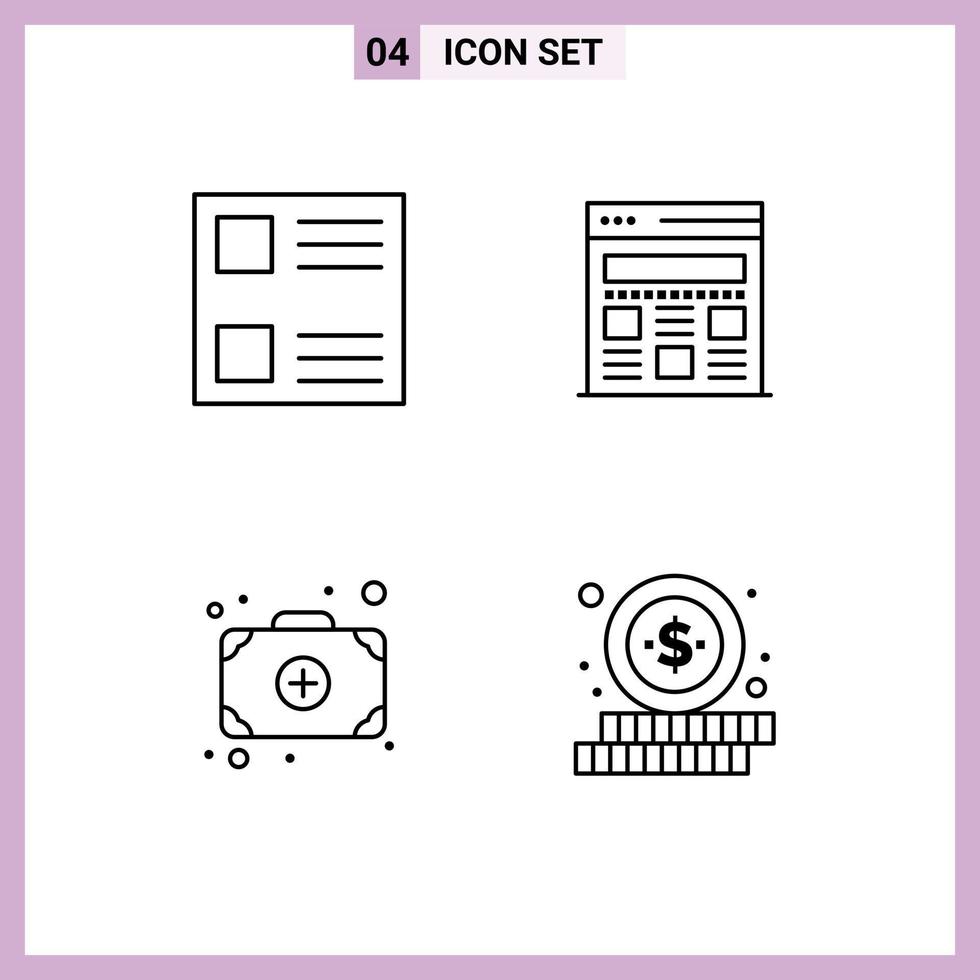 Universal Icon Symbols Group of 4 Modern Filledline Flat Colors of checkbox online interface bag money Editable Vector Design Elements