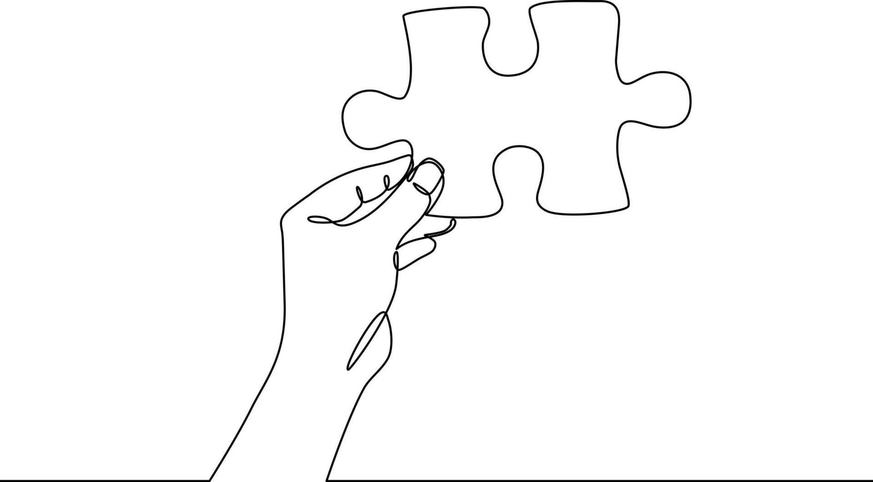 Hand holding puzzle part vector illustration