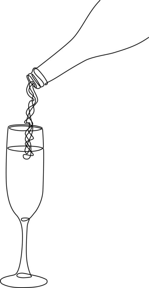 champagne is poured into glass vector illustration