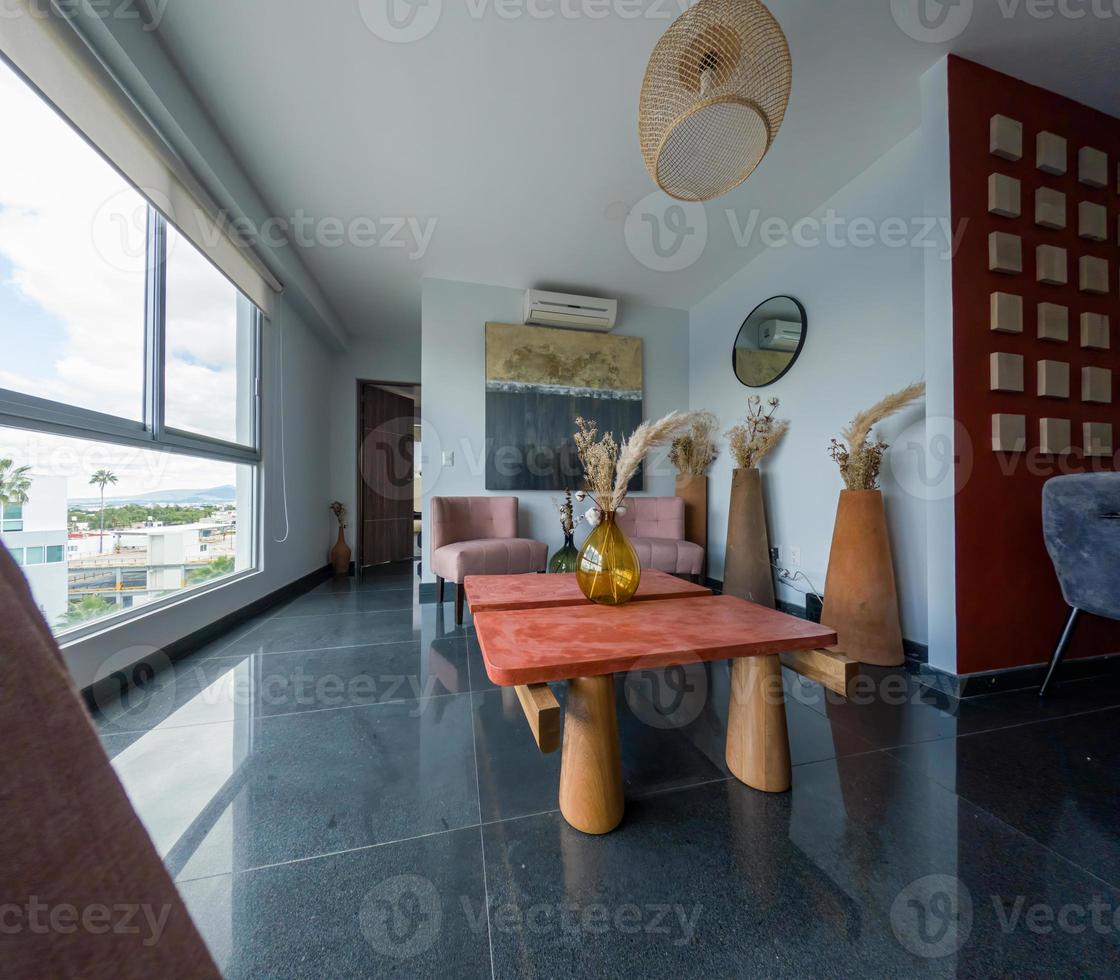 table in a room with modern design, mexico guadalajara 15191001 Stock