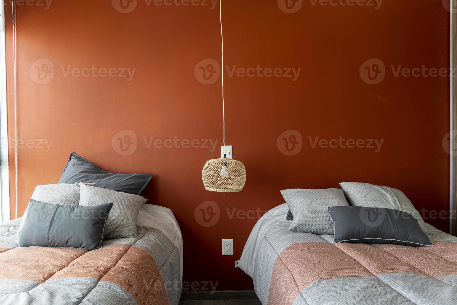 Beautiful master bedroom in new luxury home with view of ensuite master bathroom. photo