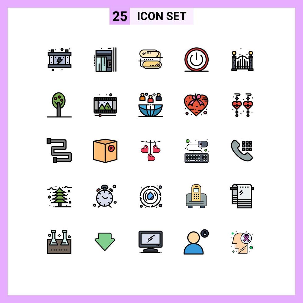 Modern Set of 25 Filled line Flat Colors and symbols such as ui on down off payment Editable Vector Design Elements