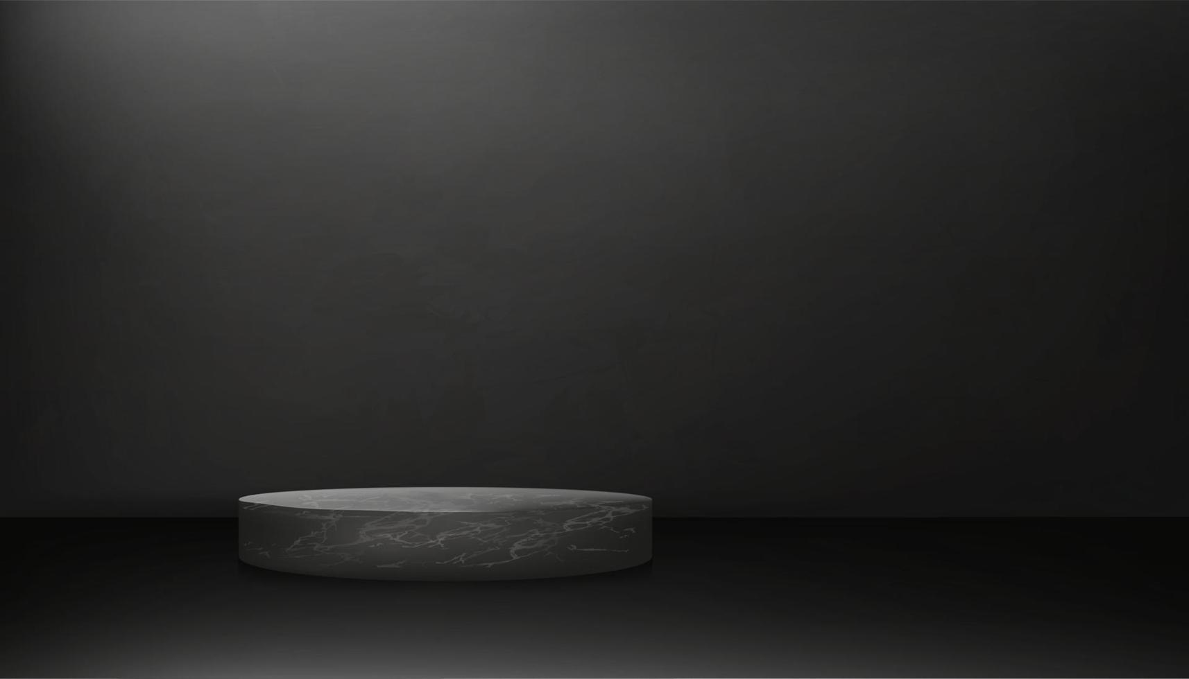 Concrete wall room,Display Dark Grey Cement texture with 3D podium mockup, Vector studio Backdrop of Gray Concrete rough surface with cracked texture pattern background.Banner for loft design concept