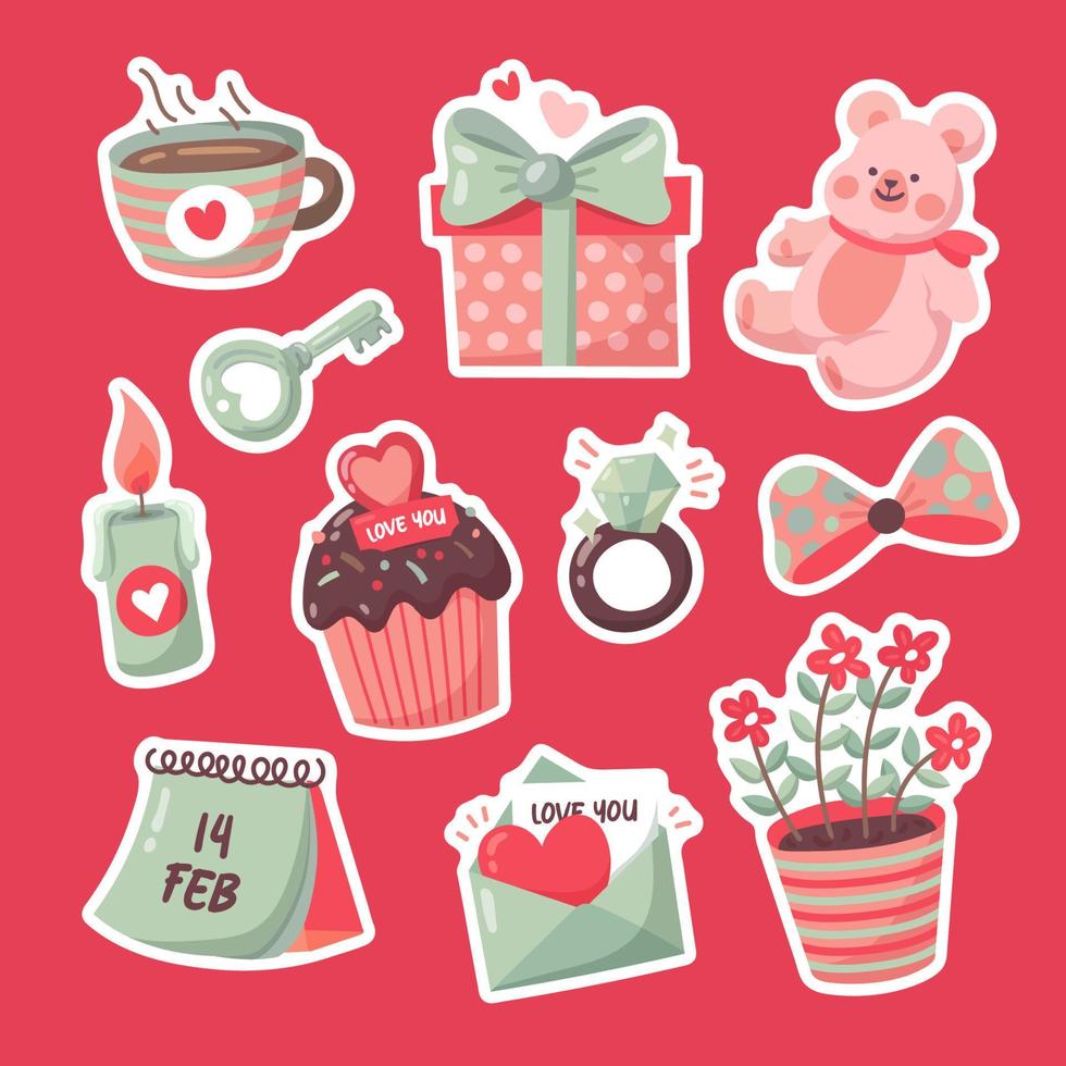 Valentine Day Sticker Label Collection vector