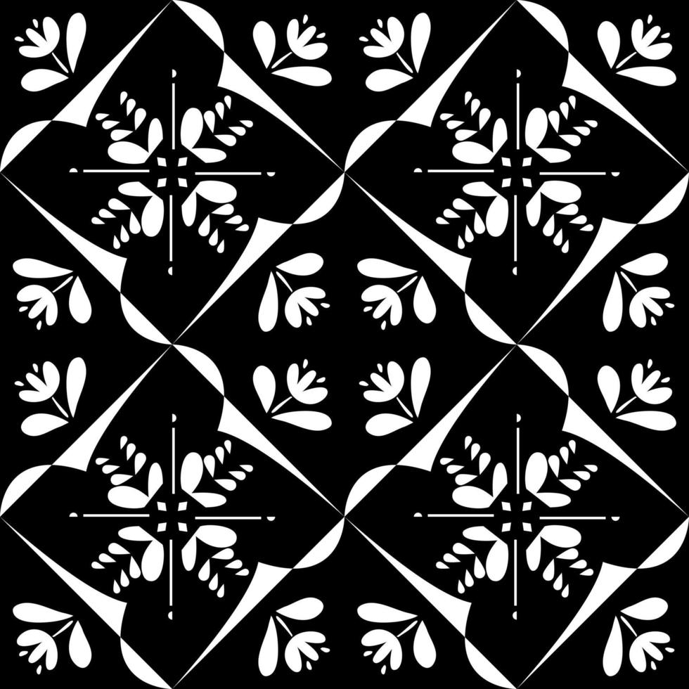 Abstract black and white flowers pattern. vector
