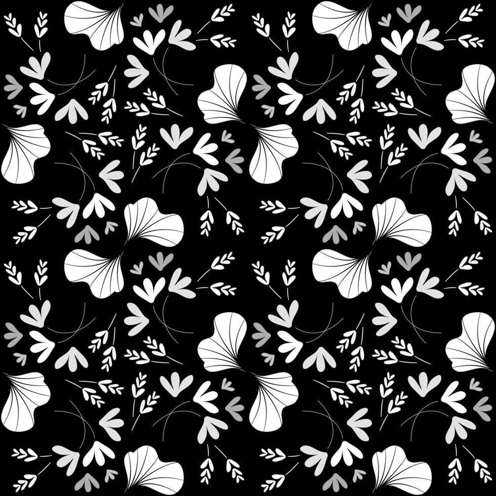 Abstract black and white flowers pattern. vector