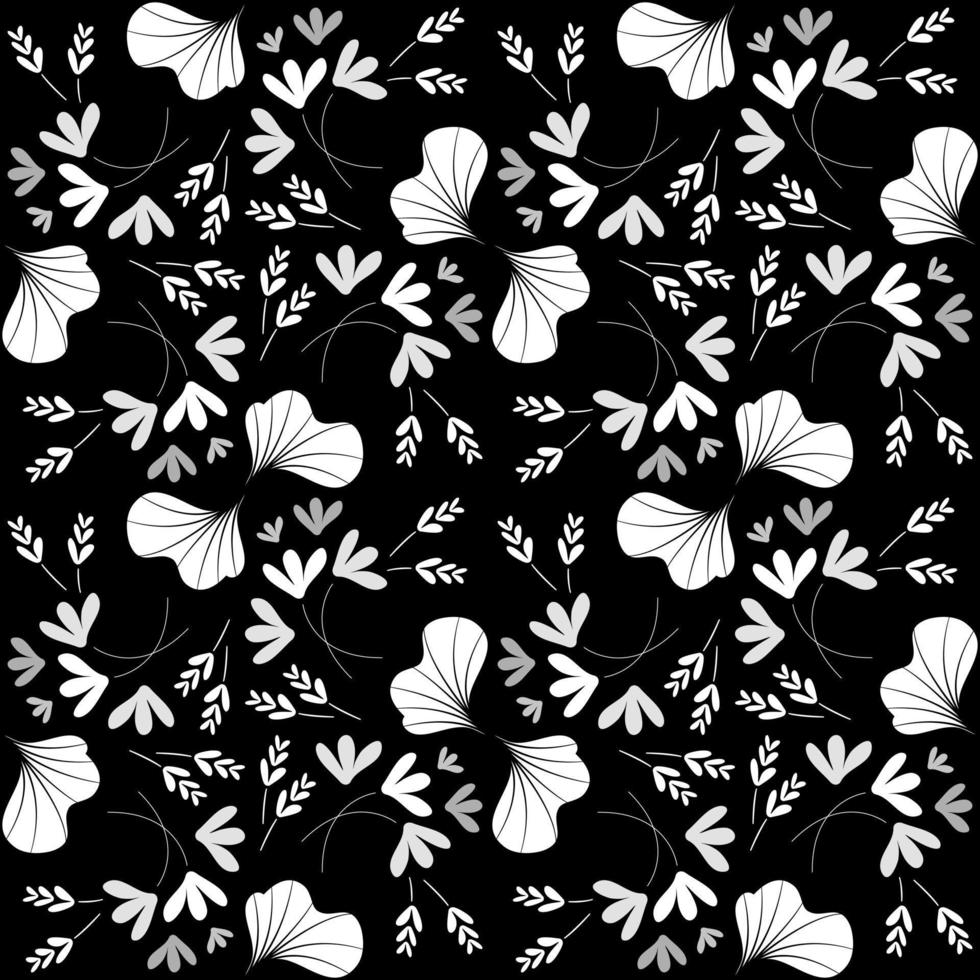 patrón abstracto de flores en blanco y negro. vector