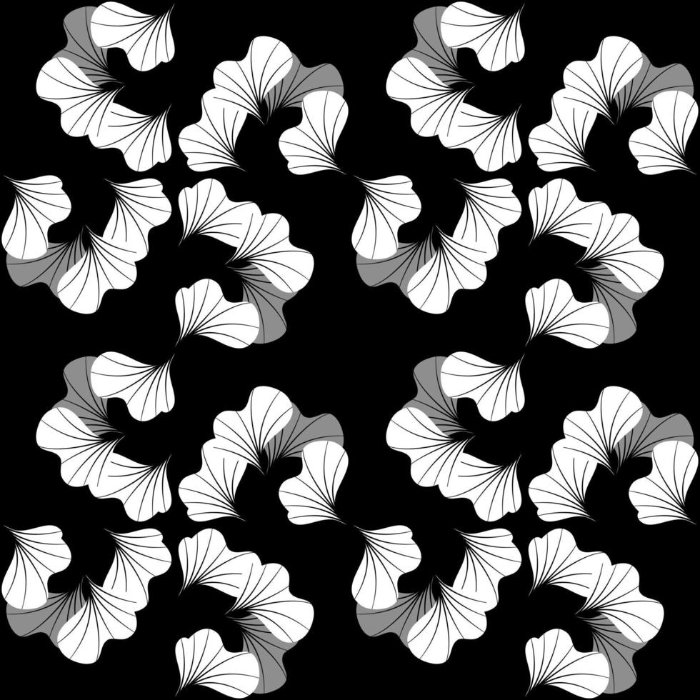Abstract black and white flowers pattern. vector