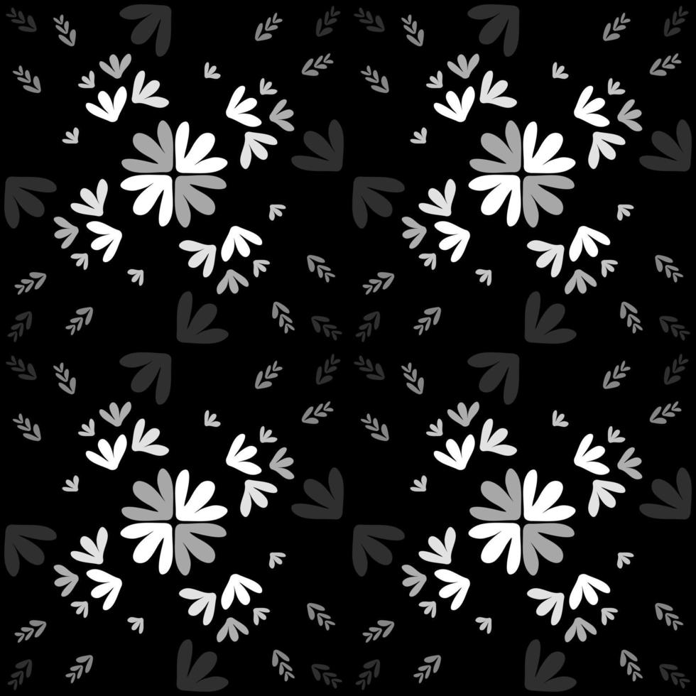 Abstract black and white flowers pattern. vector