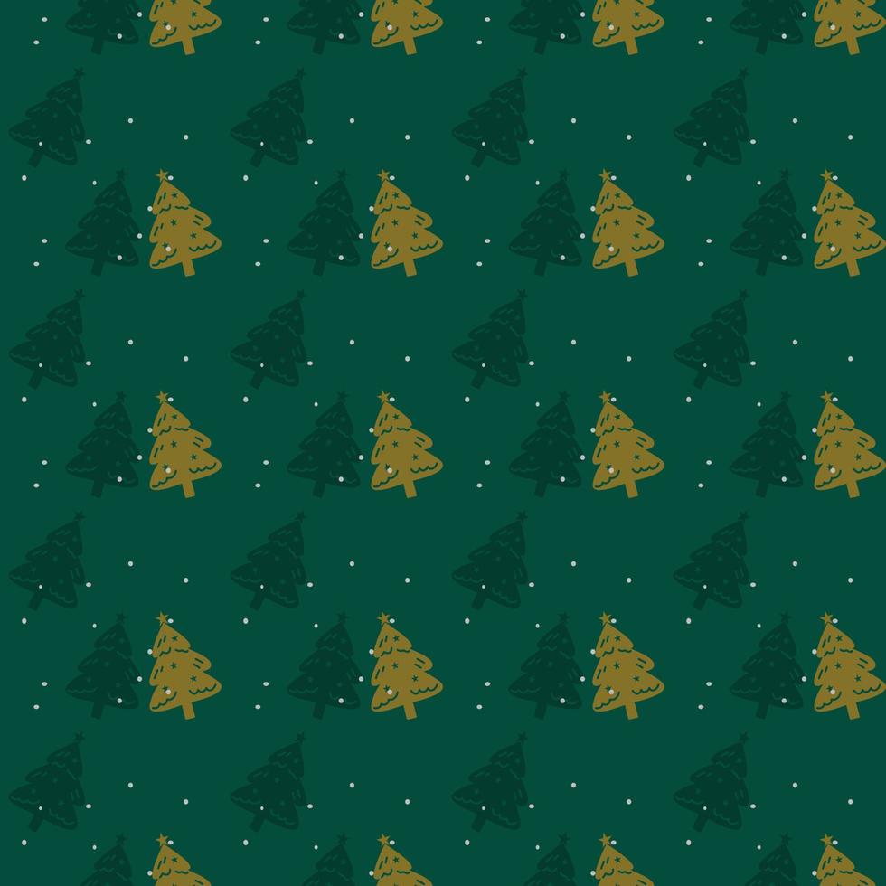 Christmas theme seamless pattern on green, flat vector. vector