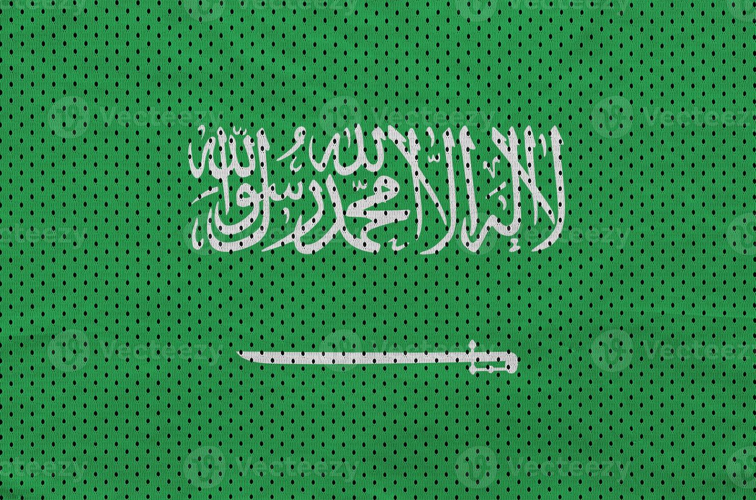 Saudi Arabia flag printed on a polyester nylon sportswear mesh f photo