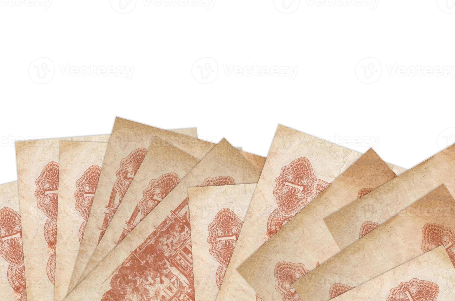 1 Ukrainian coupon bills lies on bottom side of screen isolated on white background with copy space. Background banner template photo