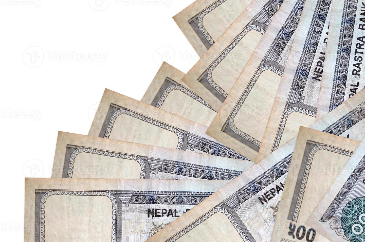 500 Nepalese rupees bills lies in different order isolated on white. Local banking or money making concept photo