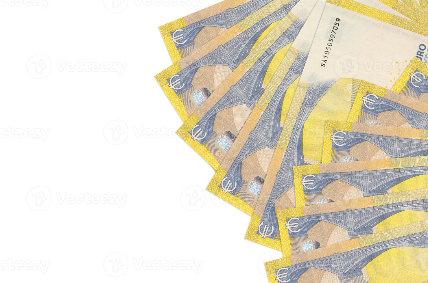 200 euro bills lies isolated on white background with copy space. Rich life conceptual background photo