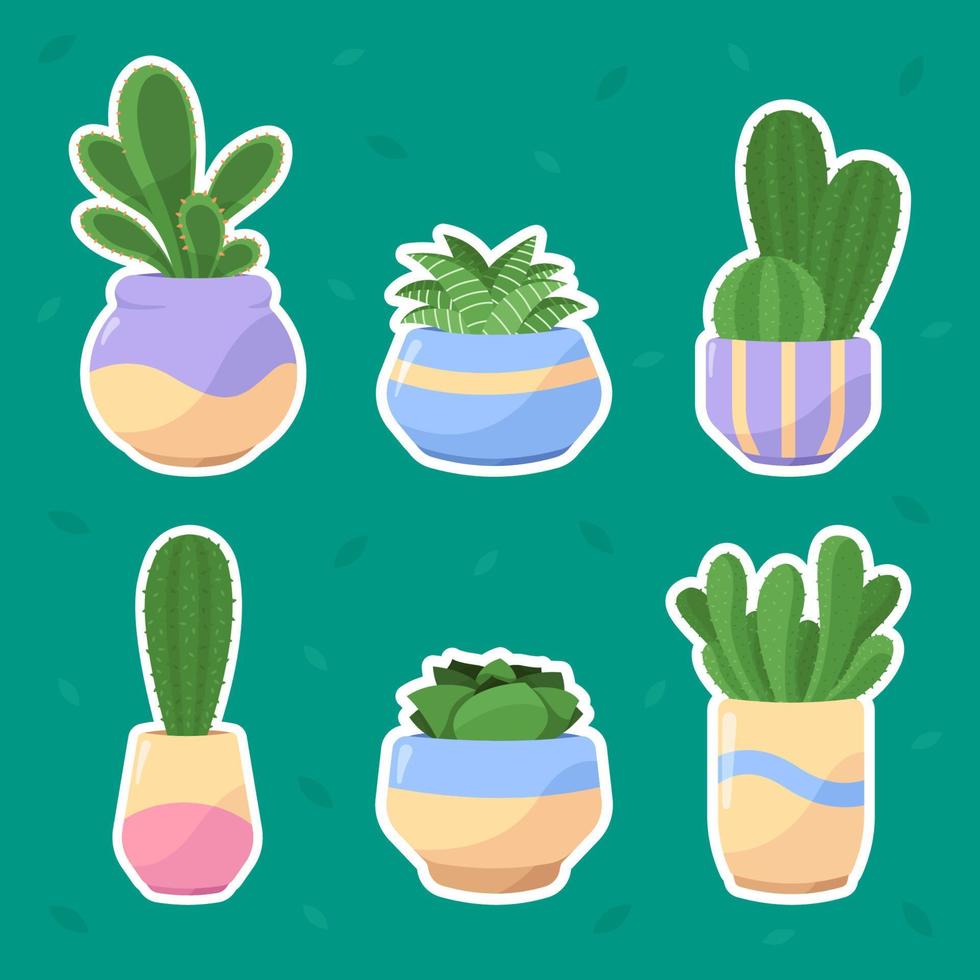 Cactus Sticker Collection Set 15194249 Vector Art at Vecteezy