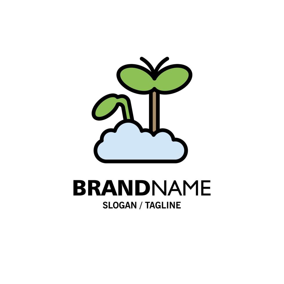 Growth Increase Maturity Plant Business Logo Template Flat Color vector