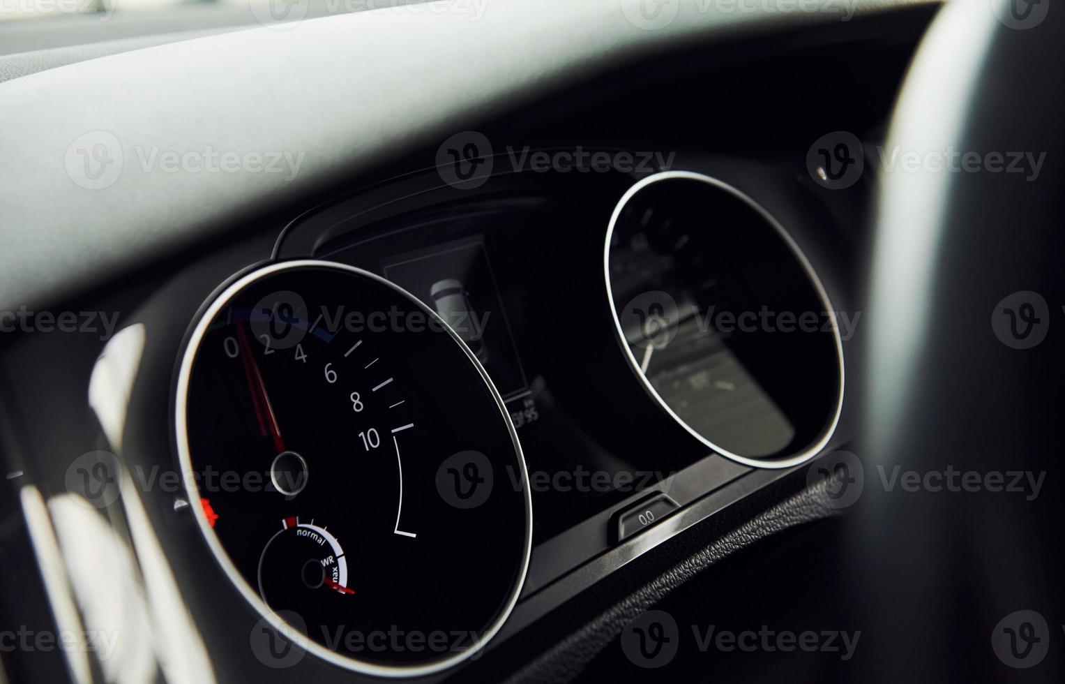 Detailed view of modern car's interior. Luxury and quality automobile photo