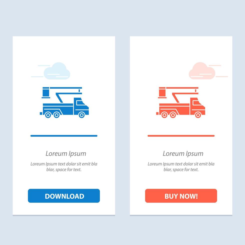 Crane Truck Lift Lifting Transport  Blue and Red Download and Buy Now web Widget Card Template vector