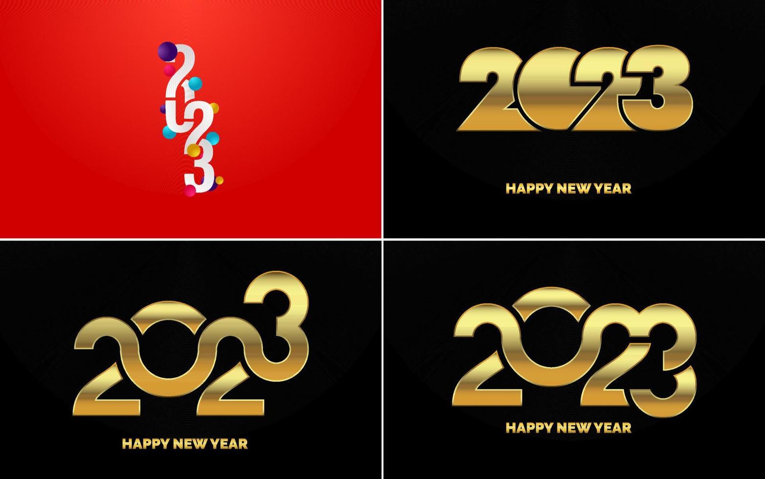 Big set 2023 Happy New Year black logo text design. 20 23 number design template. Collection of symbols of 2023 Happy New Year vector