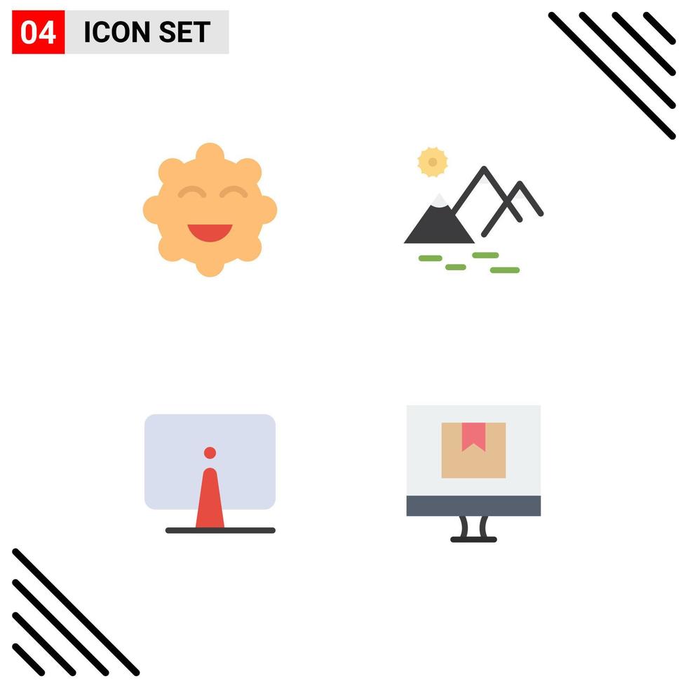 4 Flat Icon concept for Websites Mobile and Apps cookie desktop environment farming monitor Editable Vector Design Elements